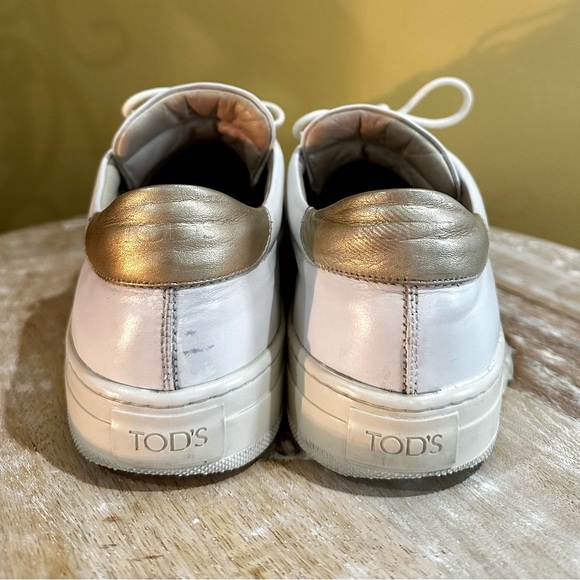 Tod’s “Sportivo” Leather Sneaker White and Gold Good pre-owned condition Size 40 - Picture 4 of 11